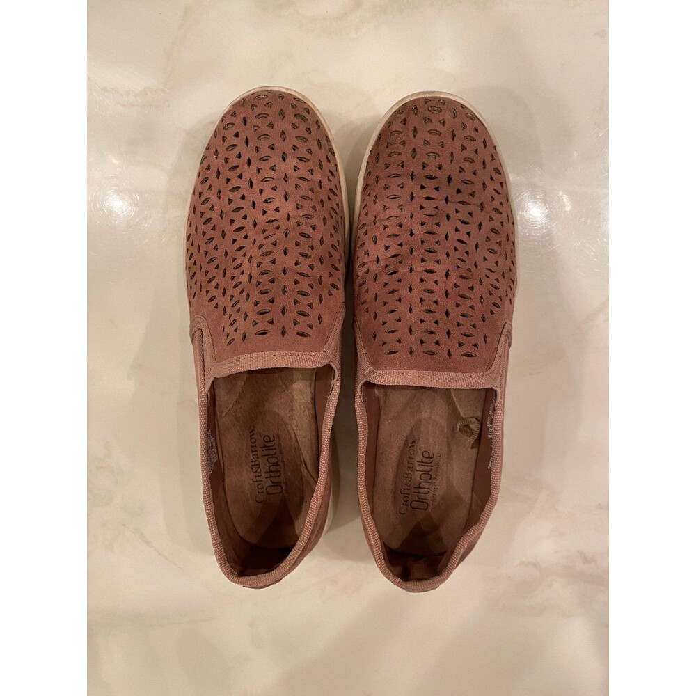 Croft & Barrow Ortholite Womens Size 7‎ M Faux Suede Lazer Cut Slipon Shoes - Picture 3 of 11